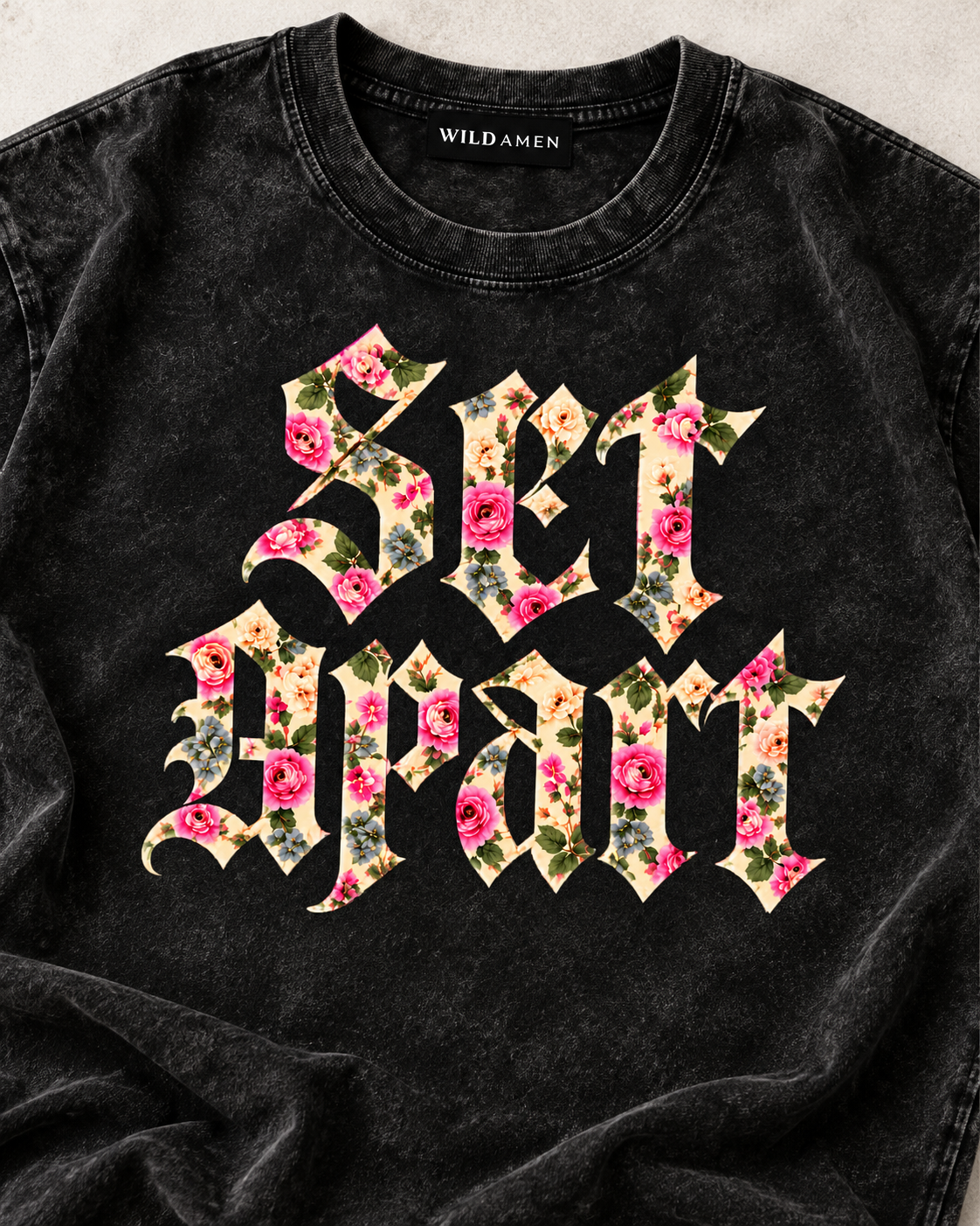 SET APART | Floral Design | Oversized Vintage Washed Christian Graphic Tee