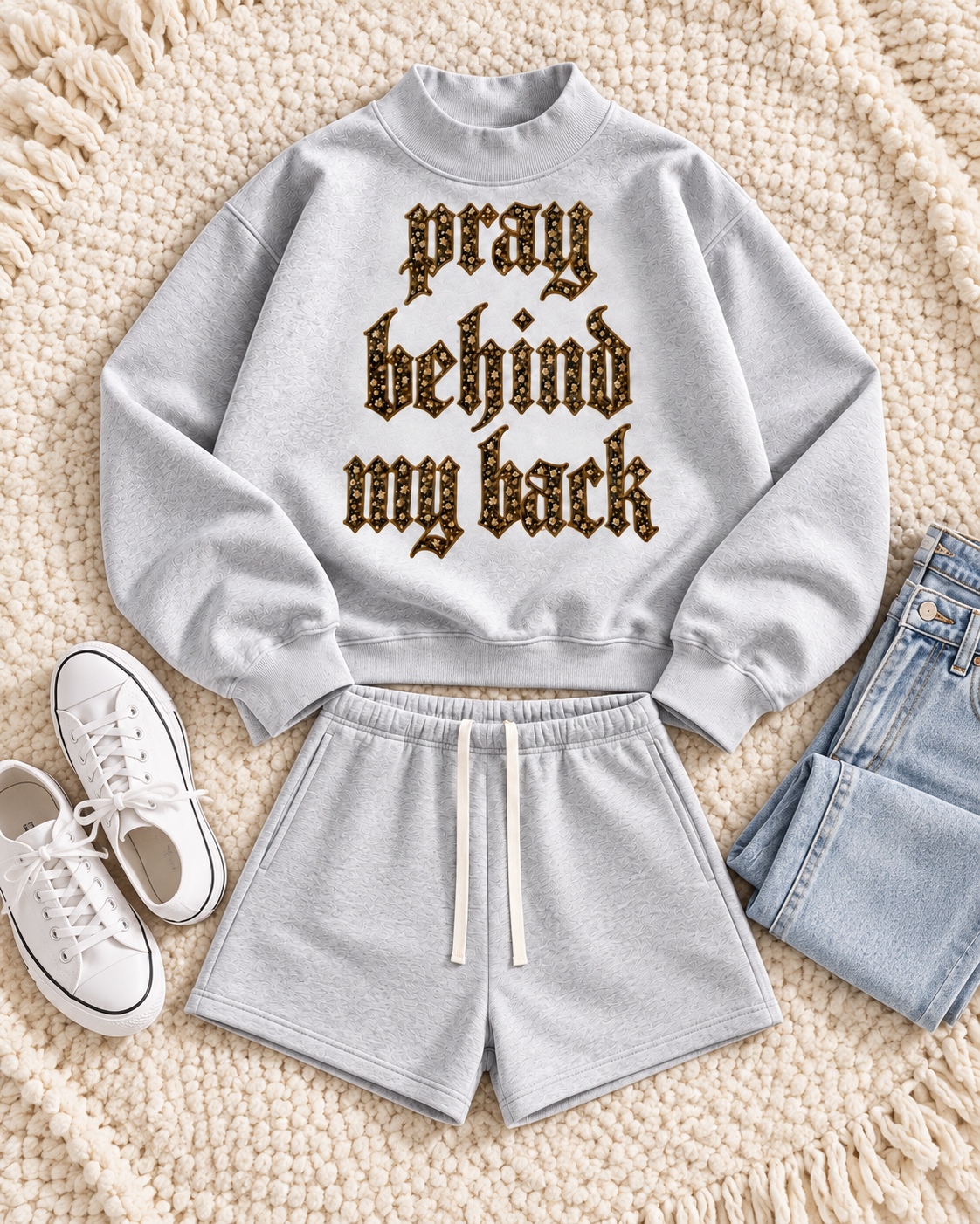 PRAY BEHIND MY BACK Matching Fleece Shorts (SHORTS ONLY)