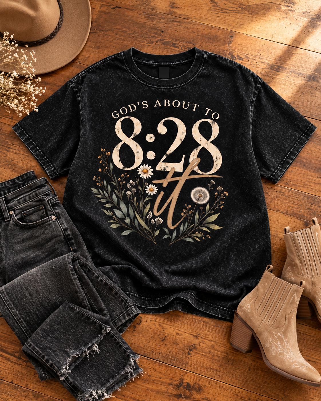 Wildflower GOD'S ABOUT TO 8:28 IT | Oversized Vintage T-Shirt