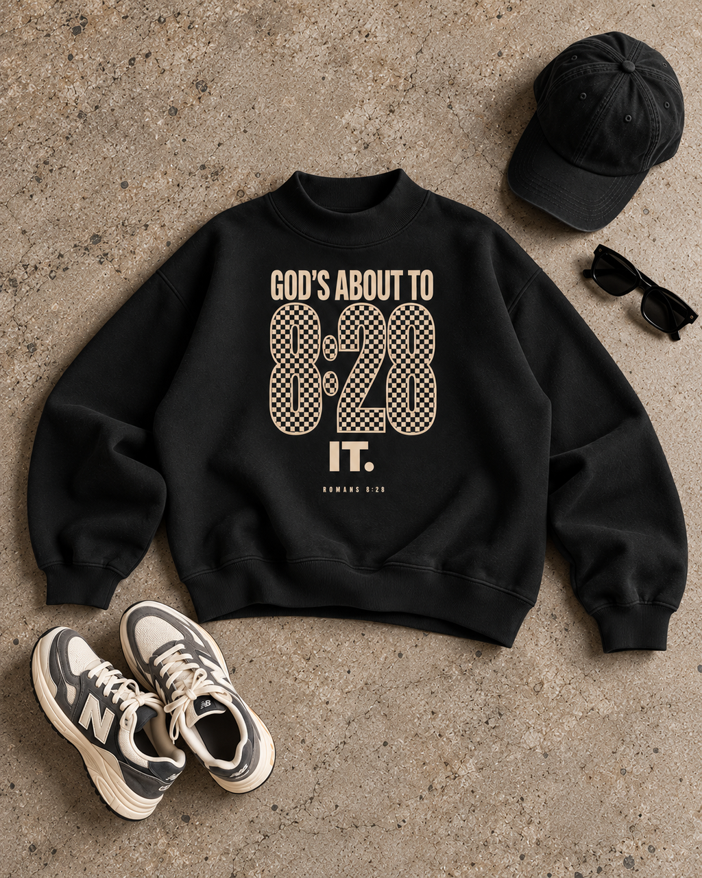 GOD'S ABOUT TO 8:28 IT | Oversized Mockneck Crew Sweatshirt