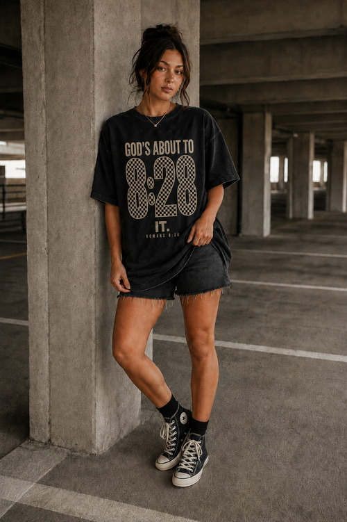 Checkered GOD'S ABOUT TO 8:28 IT | Oversized Vintage Tee