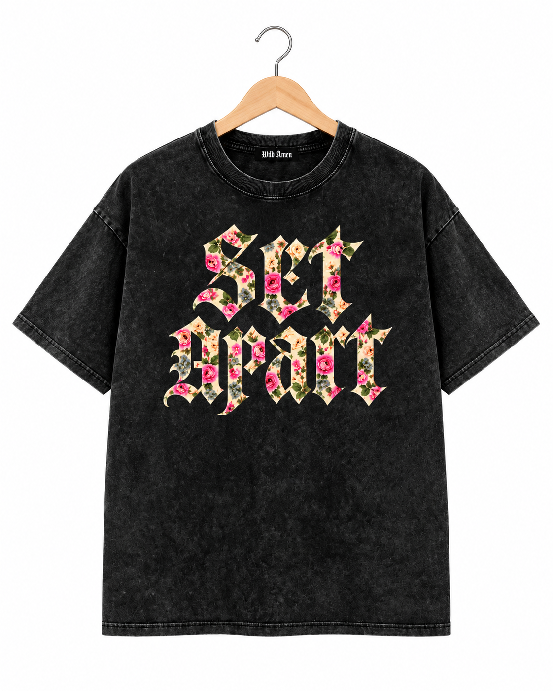 SET APART | Floral Design | Oversized Vintage Washed Christian Graphic Tee