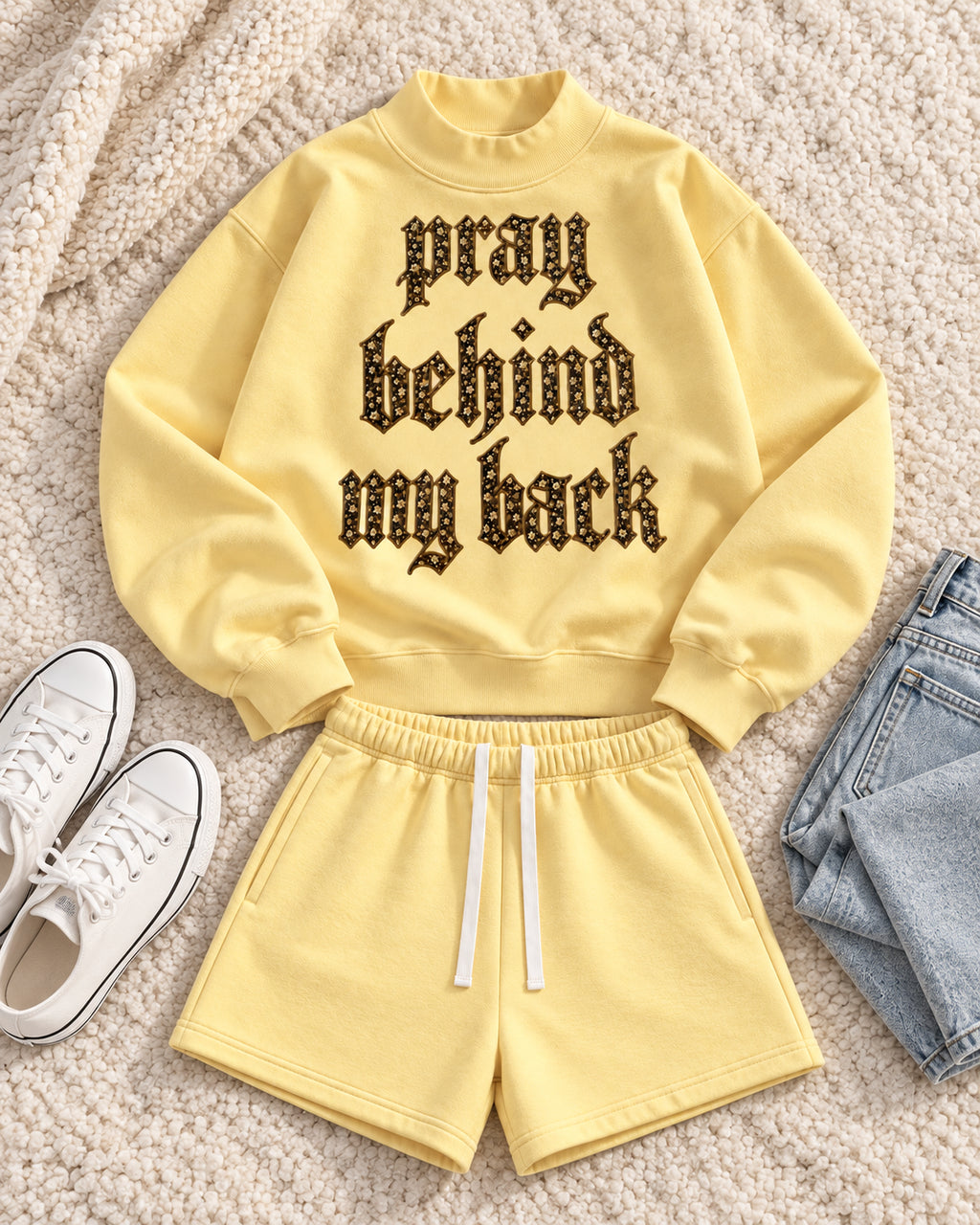 PRAY BEHIND MY BACK Matching Fleece Shorts (SHORTS ONLY)