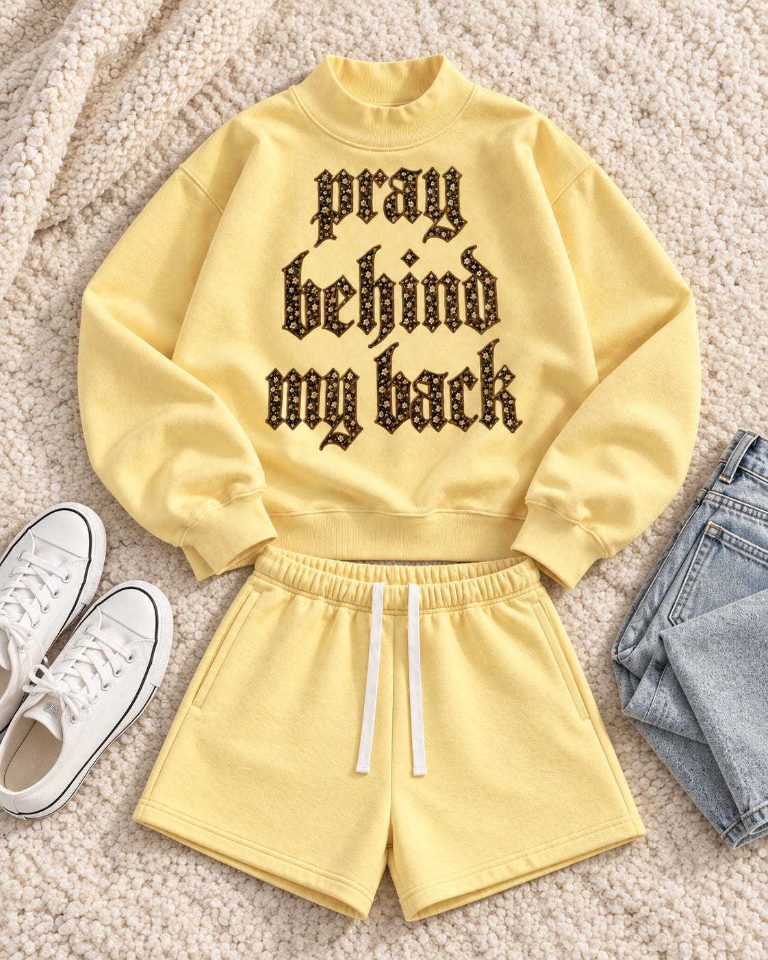 PRAY BEHIND MY BACK Matching Fleece Shorts (SHORTS ONLY)